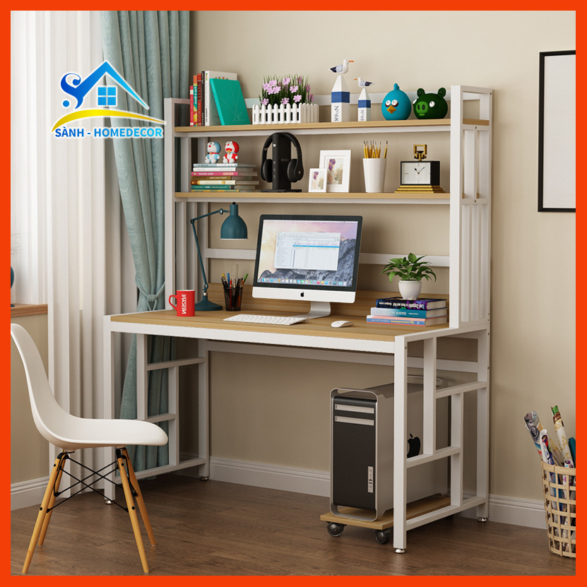Bàn làm việc hiện đại liền kệ sách 2 tầng, bàn học sinh liền kệ sách 2 tầng BLV78 - Nội Thất Nhà Sành - Sành Home Decor