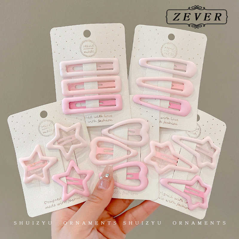 【ZEVER】Bộ kẹp tóc trẻ em màu hồng dễ thương và đơn giản