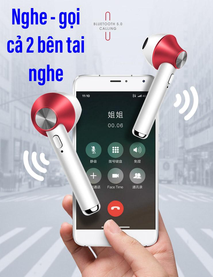 Tai nghe true wireless tws d012 - bluetooth 5.0 - đàm thoại cả 2 tai - thiết kế đột phá