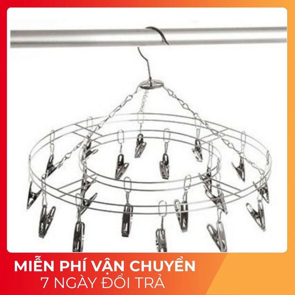0 🎀🎀🎀 Móc chùm móc tròn kẹp quần áo inox 20 kẹp 🎀