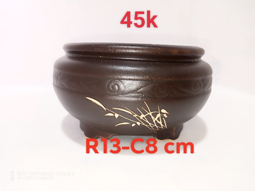 Chậu tròn trồng cây bonsai mini, chậu cây cảnh để bàn, chậu gốm sứ mini