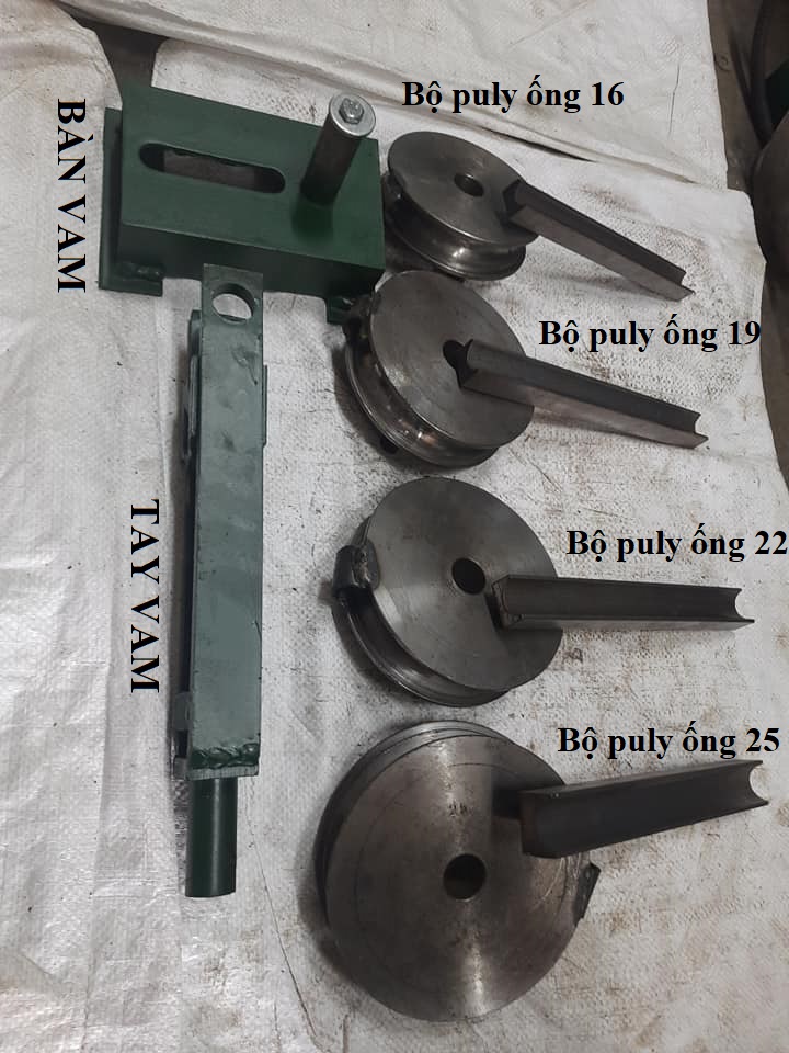 Puly uốn ống - trọn bộ vam tay thường + puly 16,19,22,25 trọn bộ, Máy uốn ống inox và thép cầm tay