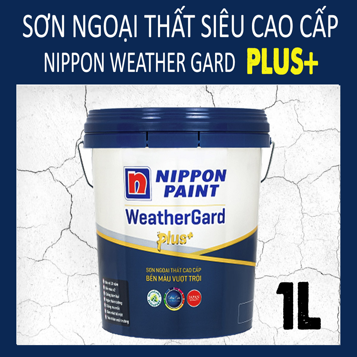 Sơn nước ngoại thất - Siêu cao cấp -Nippon WeatherGard Plus - Bề mặt bóng - 1L