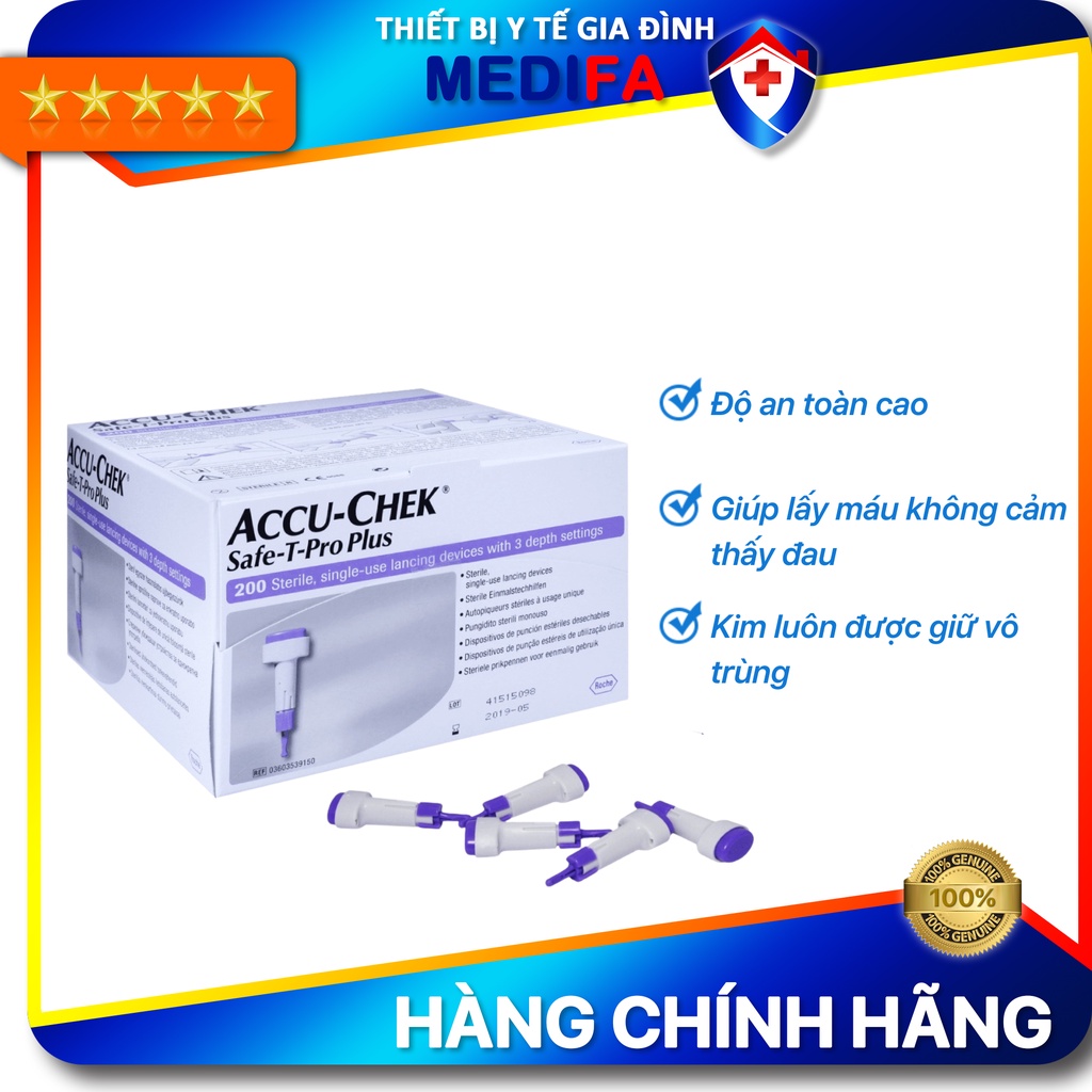 Hộp 200 Cây Kim chích máu ACCU-CHEK Safe-T