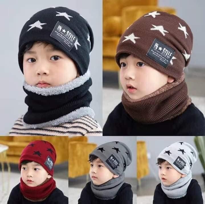 Mũ len kèm khăn lót lông họa tiết hình sao cho nam và nữ, Mũ len sao nam nữ, mũ len nữ Hàn Quốc, mũ len nam Hàn Quốc, mũ len Hàn Quốc, mũ len trẻ em