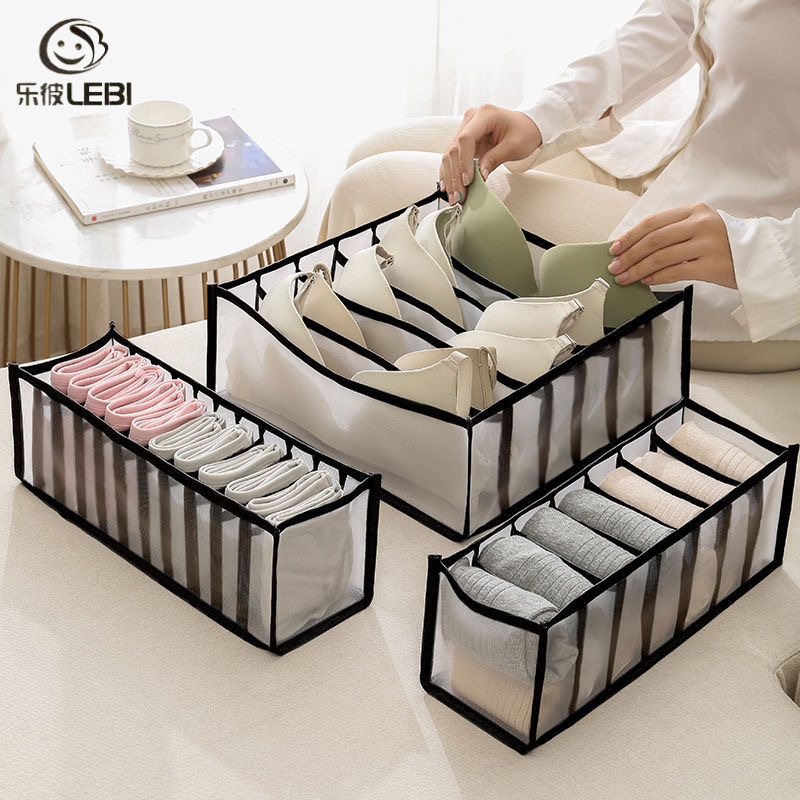 Lebi hộp đựng đồ lót hộp đựng đồ lót ba trong một có ngăn kéo bằng vải lưới đa năng màu đỏ có ngăn kéo tại nhà đồ tạo tác cho tất áo ngực túi đựng quần jean chia ngăn có thể xếp lại tiện lợi