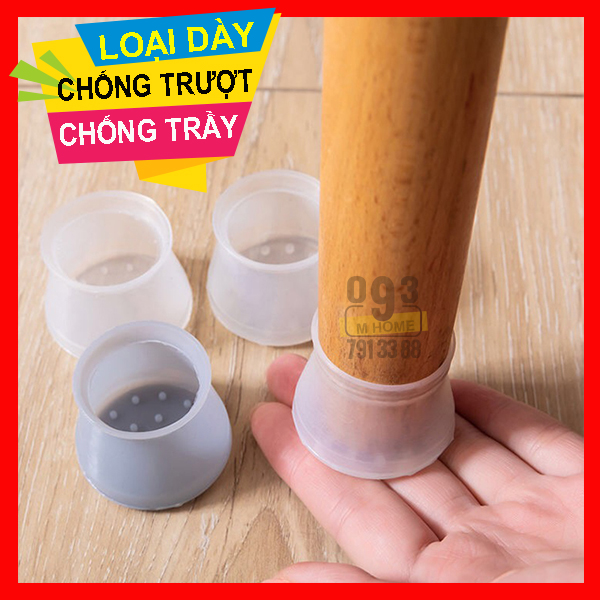 Combo 4 nút bọc chân bàn ghế silicon chống trượt chống ồn