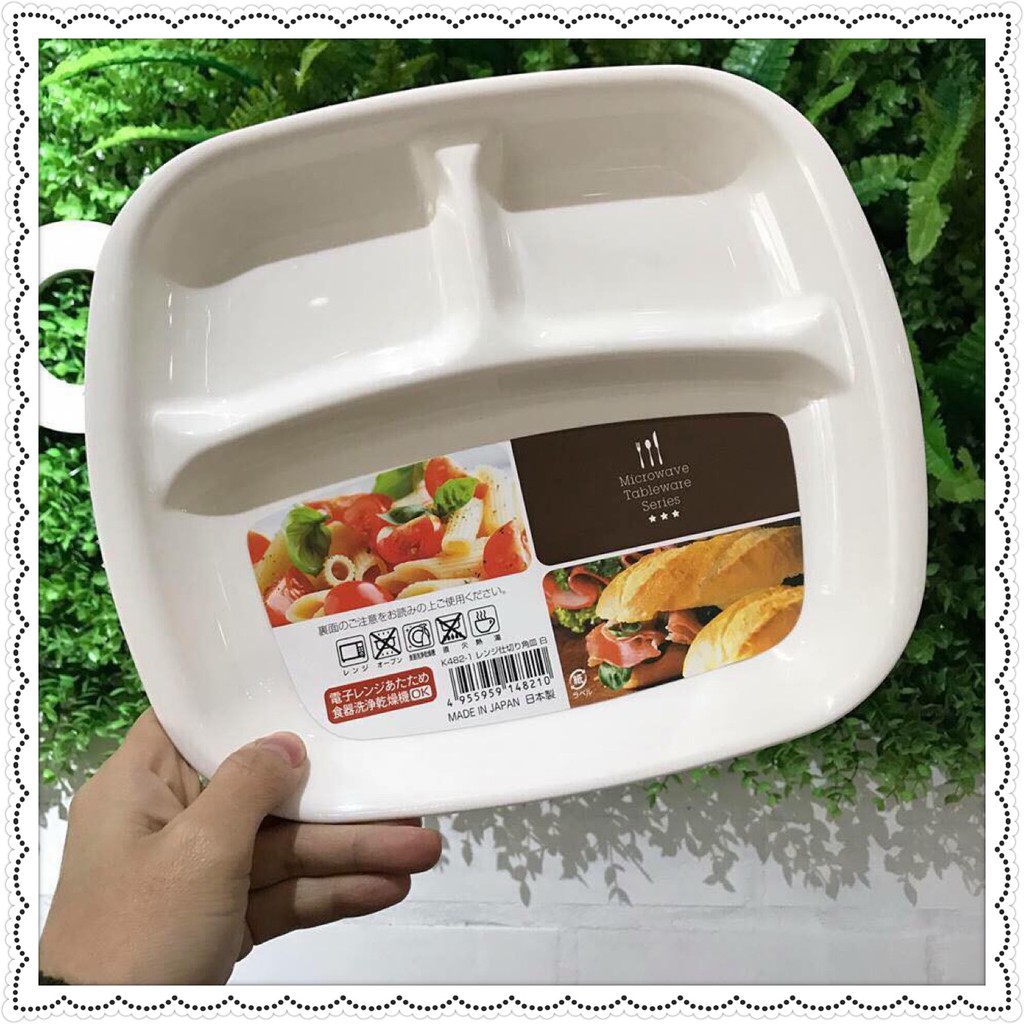 Khay ăn dặm hình vuông 3 ngăn hàng nọi địa nhật