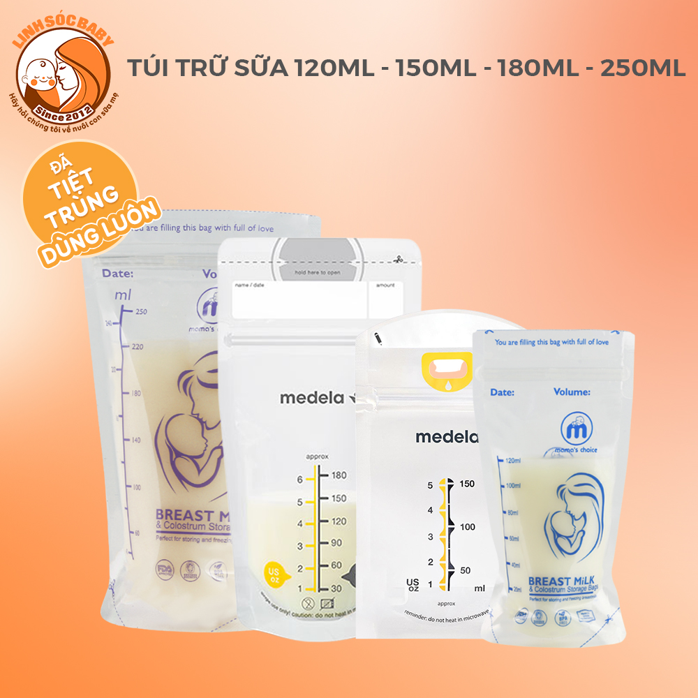 Túi trữ sữa 120ml-150ml-180ml-250ml Túi đựng sữa mẹ chính hãng lẻ 10 túi