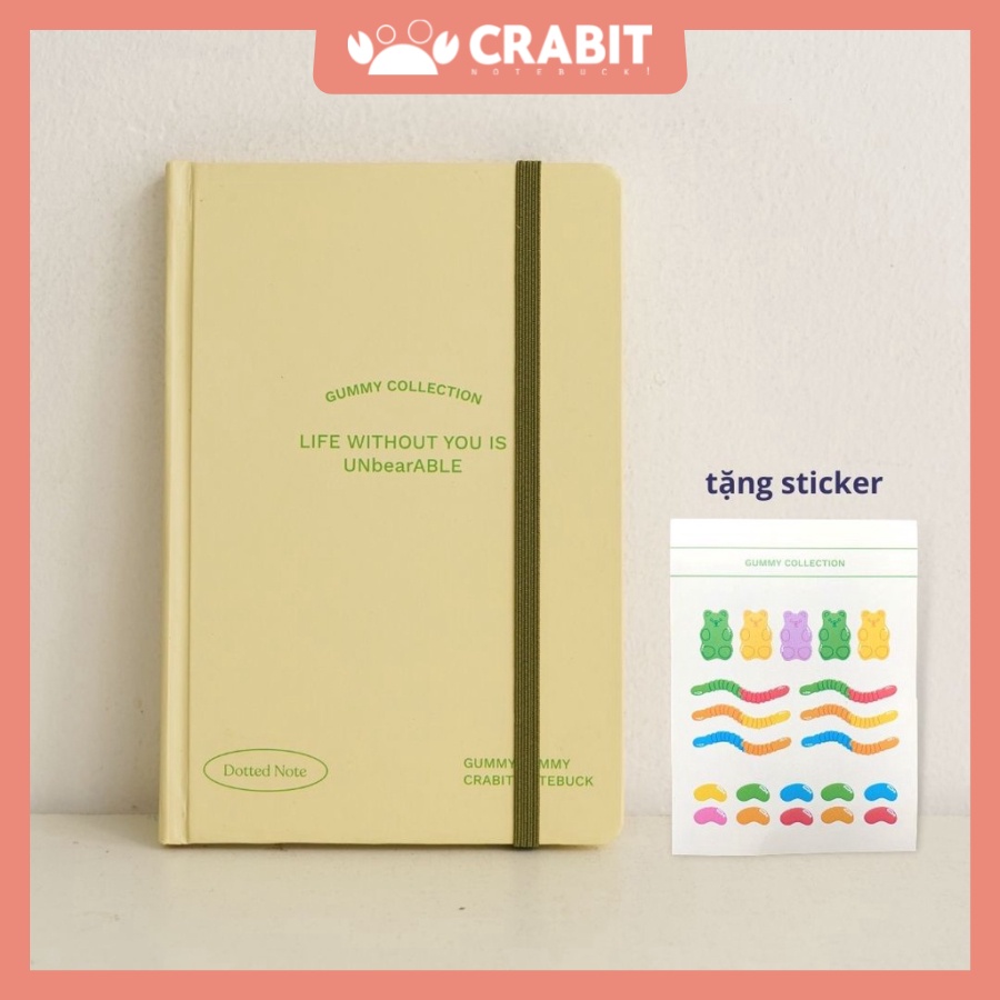 Sổ tay ghi chép sổ mini bỏ túi Crabit sổ bìa cứng chấm dotgrid phác thảo làm nhật ký, planner Gummy Collection - Tặng kèm sticker