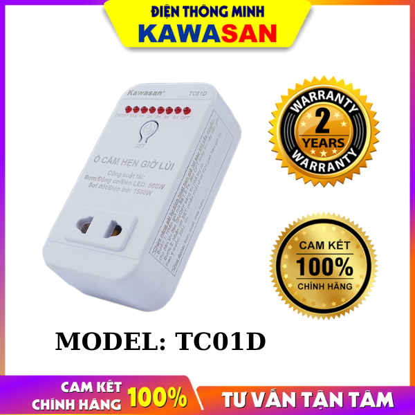 Ổ Cắm Hẹn Giờ Lùi TC01D-500W/Hẹn giờ sạc điện thoại di động, hẹn giờ tắt máy nước nóng, bơm nước cấp, tưới cây