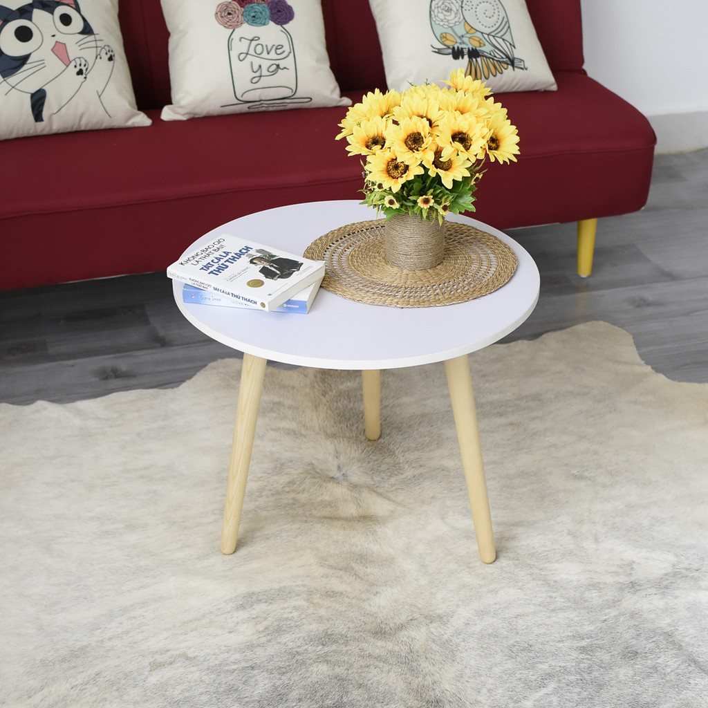 (Giá sale khủng)Bàn trà tròn sofa, bàn tròn cafe, bàn decor chân gỗ sồi tự nhiên.