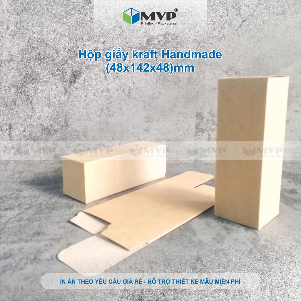 Hộp giấy kraft đựng tinh dầu 100ml, hộp đựng nước hoa chiết, hộp quà tặng giấy kraft size mm