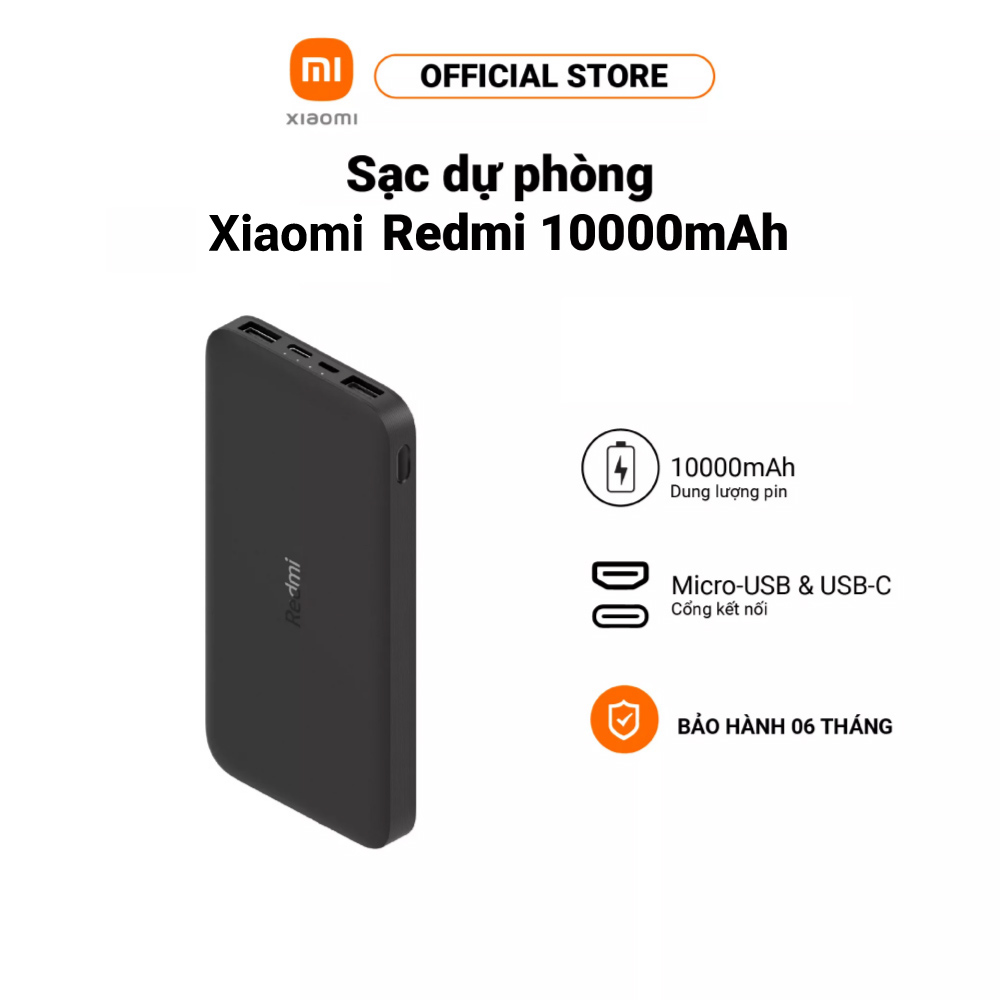 Pin sạc dự phòng 10000mAh Xiaomi Redmi Power Bank Black