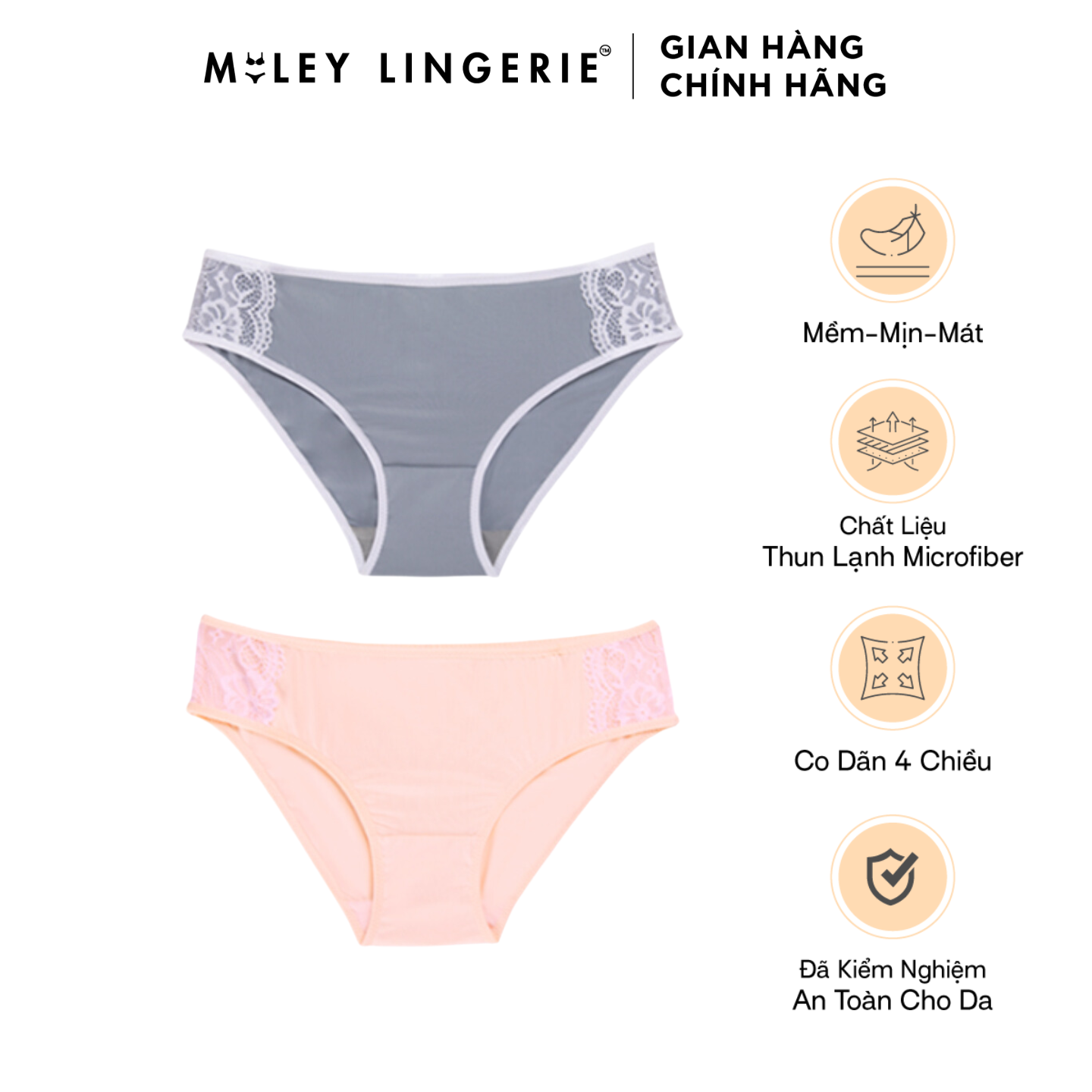 Combo 2 Quần Lót Nữ Thun Lạnh Phối Ren Hai Bên Hông Active Miley Lingerie - màu ngẫu nhiên