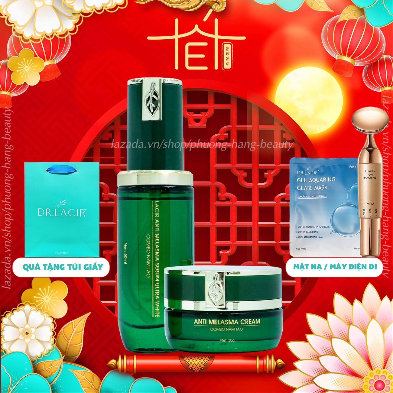 Bộ Combo Nám Tảo Dr.lacir Mờ nám, tàn nhang, trắng da, chống lão hóa