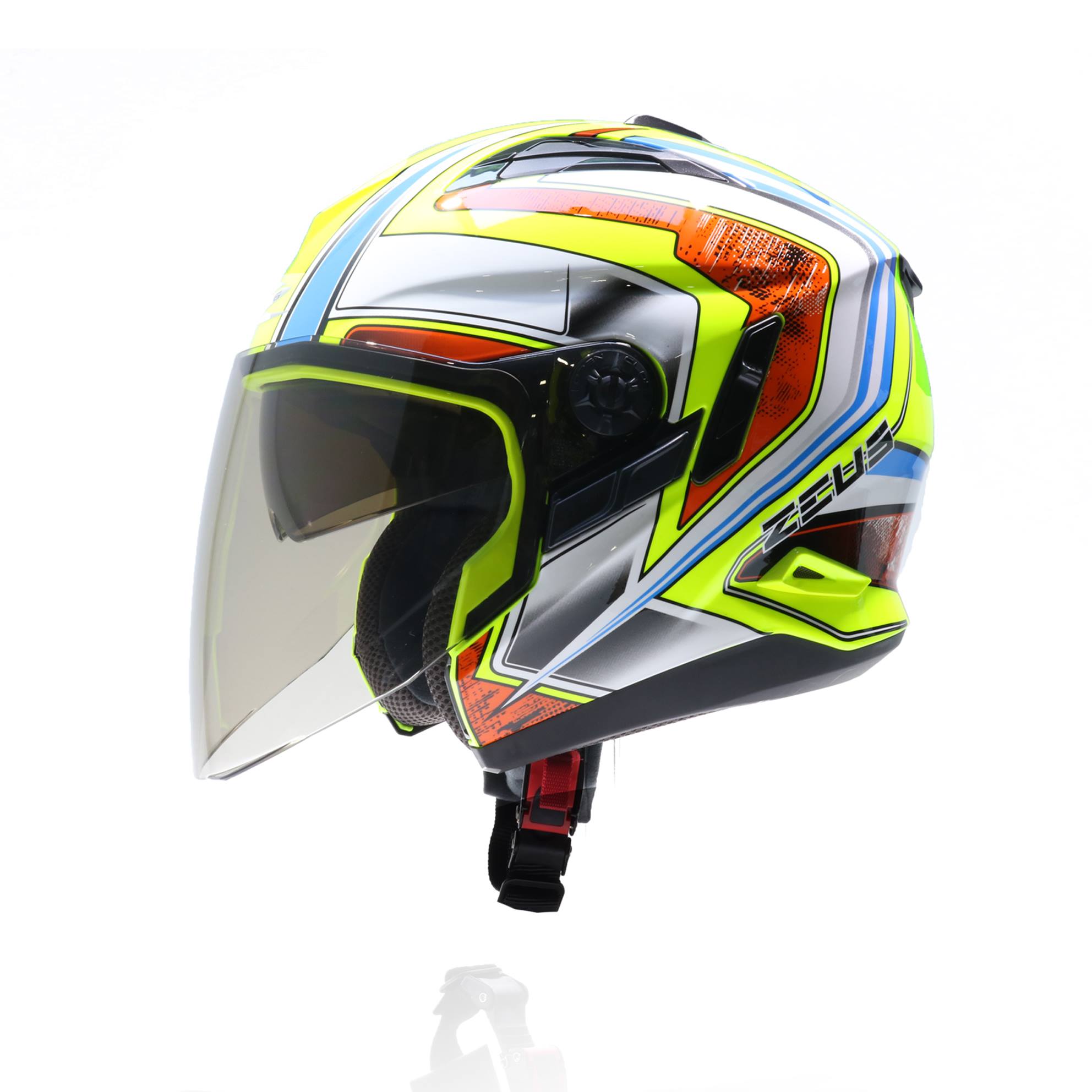 Zeus 613b - màu vàng neon cam xanh/ neon yellow orange blue - mũ bảo hiểm