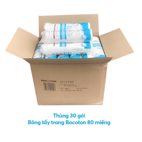 Sỉ Thùng bông tẩy trang Bocoton Classic 80 miếng  30x 80 miếng