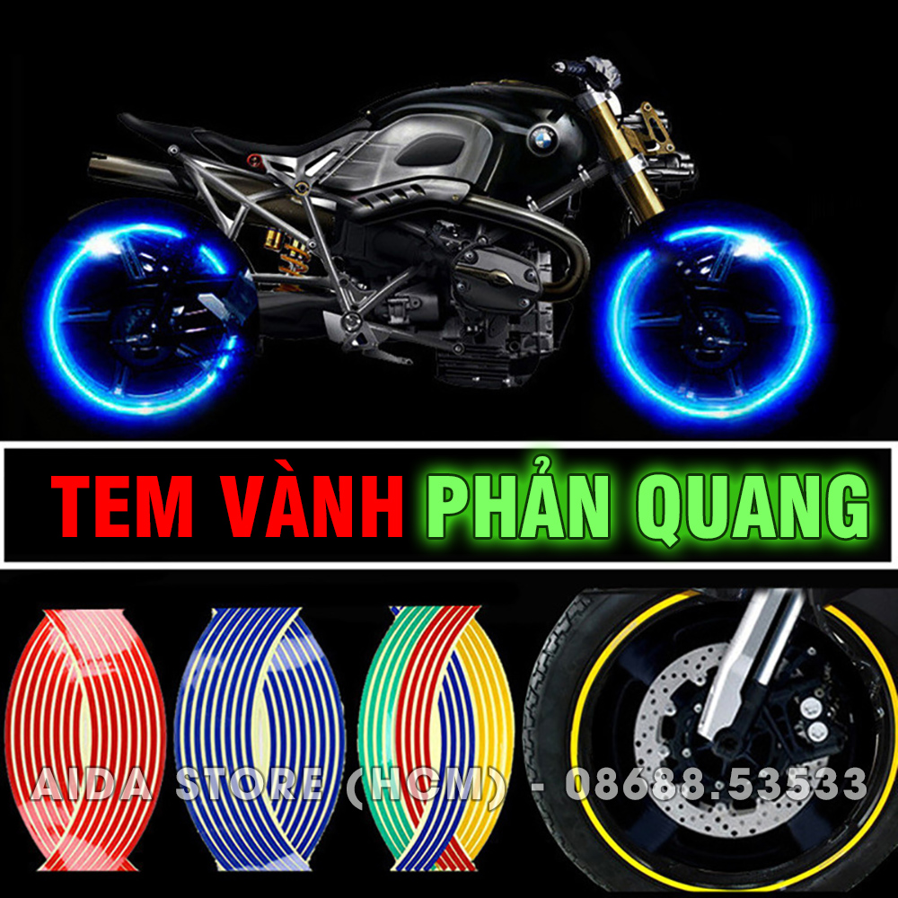 [HCM]Bộ tem phản quang dán vành thân xe cho xe máy ô tô - 18 inch