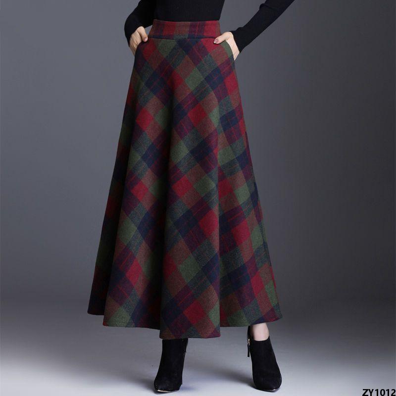 Váy Dạ Rộng Váy Nữ Thu Đông Váy Nữ Size Lớn Mùa Đông a Váy Mùa Đông Mẫu Mới Dáng Dài Chân Váy Dài