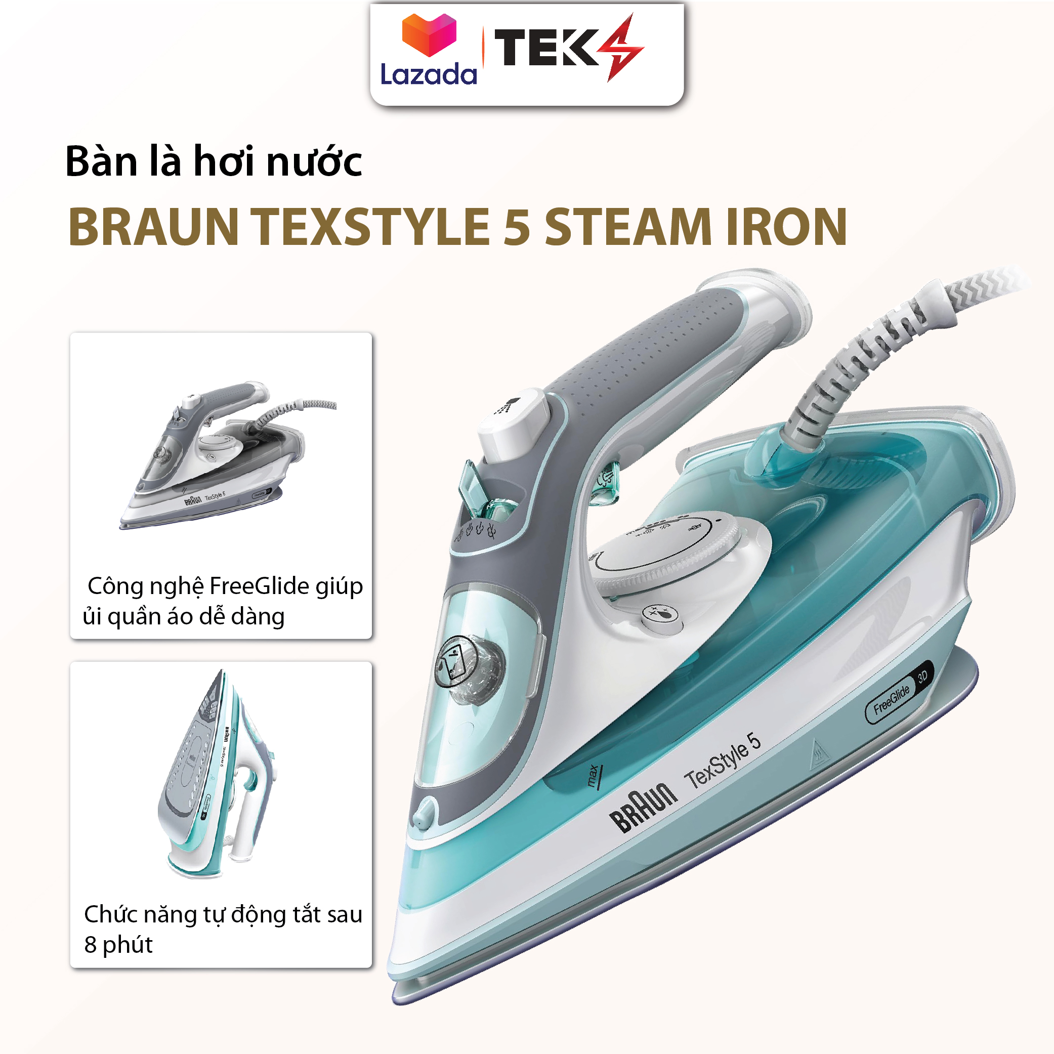 Bàn là hơi nước braun texstyle 5 steam iron - công suất 2400w - bh 06 tháng