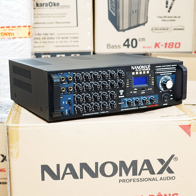 Sản phẩm mớiAmplifier Karaoke Nanomax Pro008 12 Sò Kết Nối Bluetooth công suất tới 450w 900w nên tải được tới 2 loa công suất trung. Nanomax Pro008 có thể hỗ trợ hát karaoke gia đình mượt mà không gian phòng trà quán .