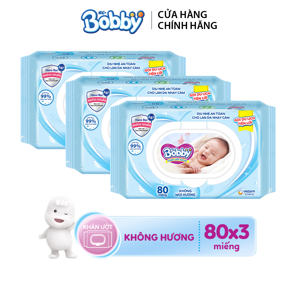 Gift - combo 3 khăn ướt bobby 80 miếng