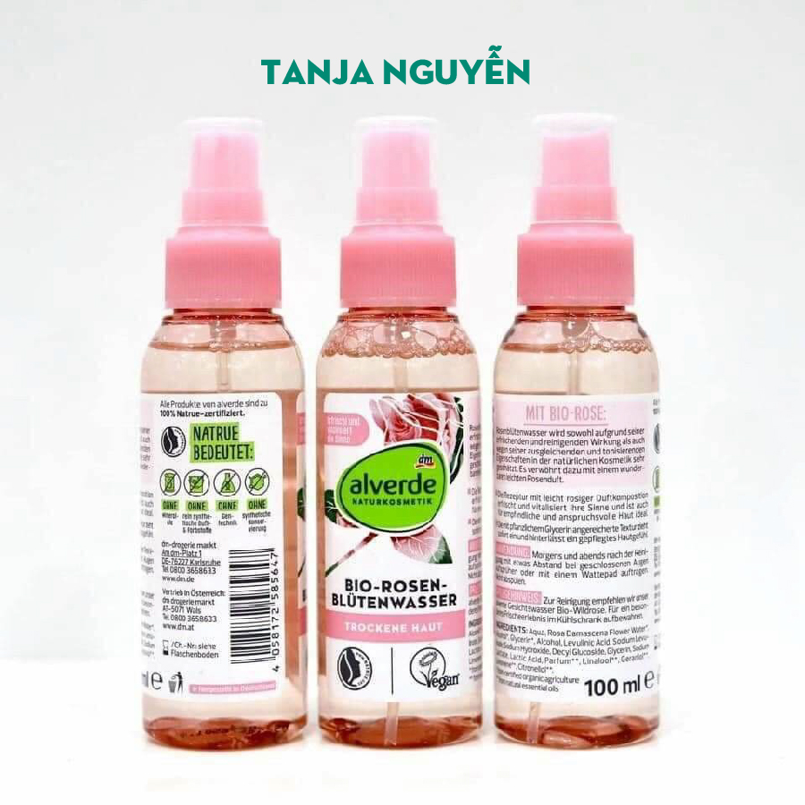 Nước hoa hồng thiên nhiên Alverde 100% Bio Hữu cơ