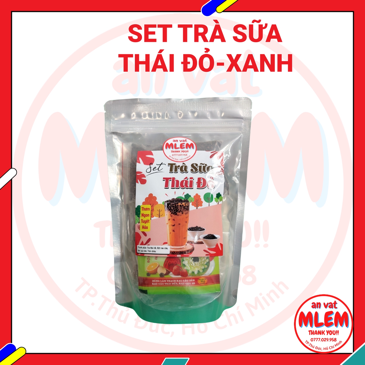 Trà sữa Thái xanh đỏ set tự làm tại nhà pha được 3 lít Đồ ăn vặt Mlem