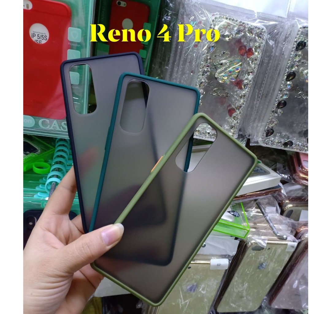 Ốp lưng Cho Oppo Reno 4/ Reno 4 Pro trong nhám viền màu