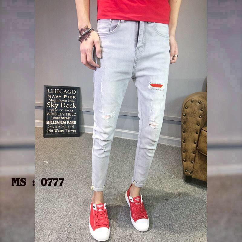 [HCM]QUẦN JEAN NAM XANH BẠC CHẮP VÁ WASH BẠC CAO CẤP MT 0777 PAGANI_ FASHION