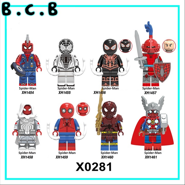 Lắp ráp Mô hình Spider Man No Way Home Đồ chơi Siêu anh hùng Người Nhện Spider thor Spider tron Spider punk Marvel X0281