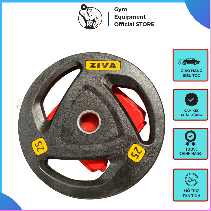 Tạ đĩa ziva bánh tạ bọc cao su lỗ phi 50mm G.E.O