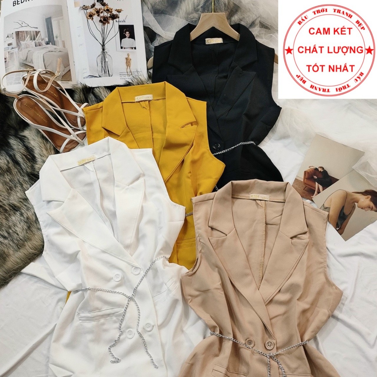 ÁO VEST SÁT NÁCH TẶNG KÈM DÂY XÍCH NHƯ HÌNH, PHỤNG HOÀNG