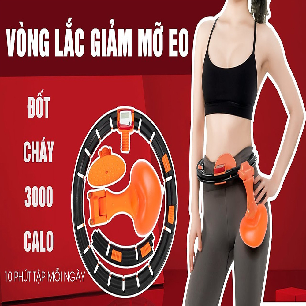 [HCM]Vòng lắc eo giảm mỡ bụng Hula - Hoop có đồng hồ đếm số thông minh  - Giảm mỡ bụng điều hòa nhịp tim massage cơ bụng tiện lợi sử dụng.