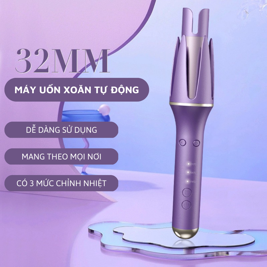 Máy uốn duỗi tóc qy008 xoay 360,tự động xoay 360 độ mini cao cấp 3 in 1 máy làm tóc xoăn tự xoay kiêm máy ép tóc duỗi tóc ion âm tiện dụng 3 mức nhiệt phù hợp nhiều kiểu tóc