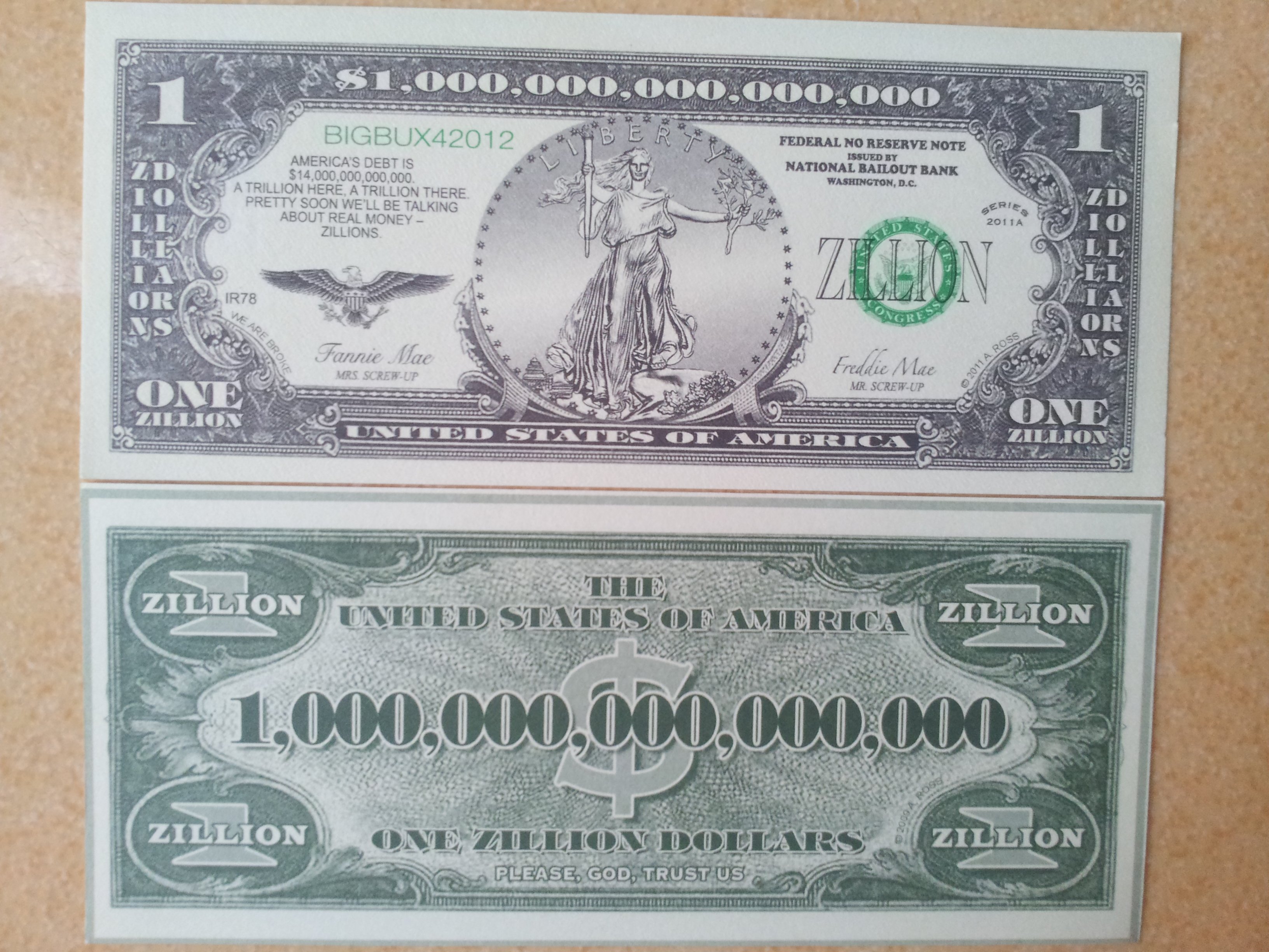 Tờ 1 Triệu Tỷ USD Kỷ Niệm Nước Mỹ