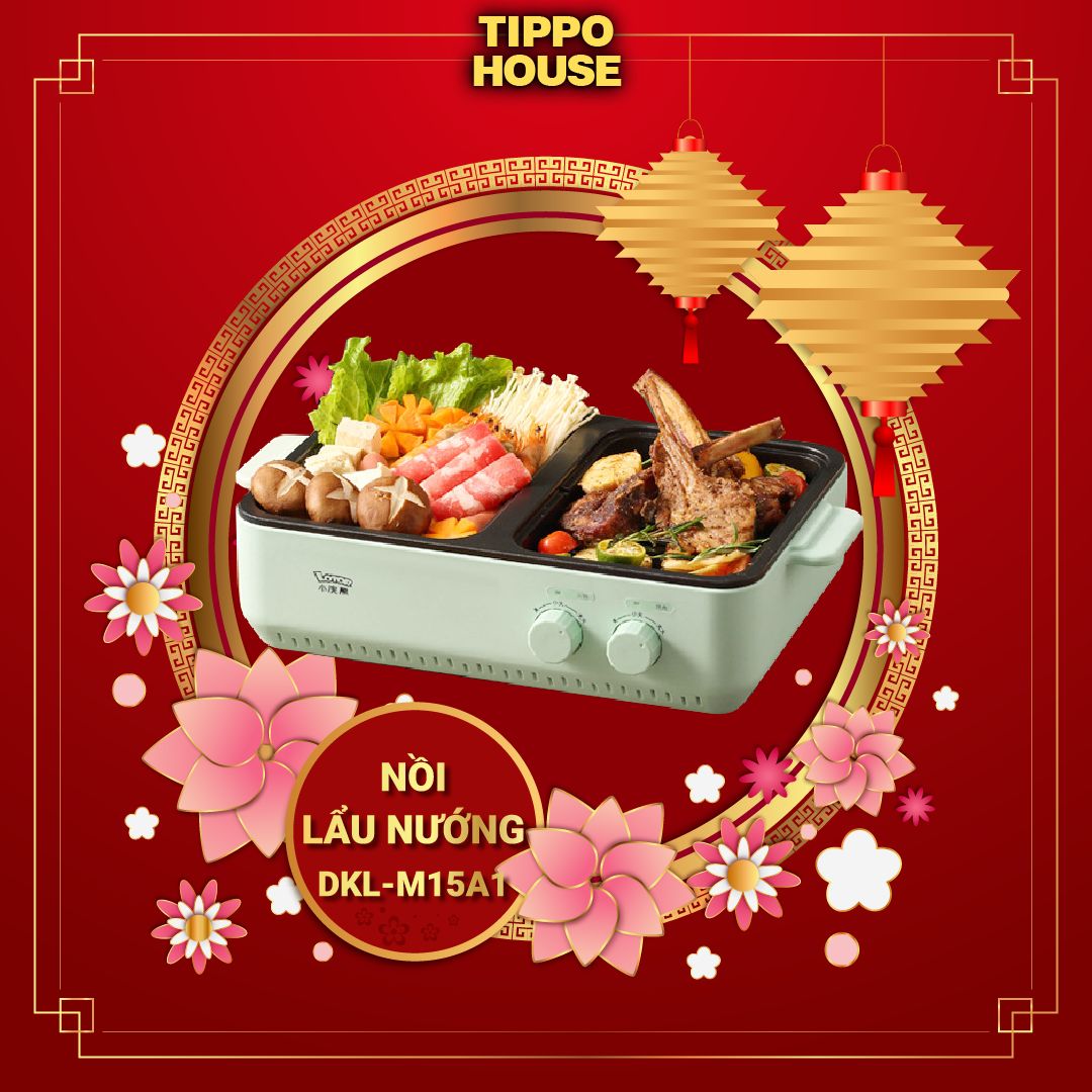 Nồi lẩu nướng điện đa năng 2 trong 1 Lotor DKL-M15A1 - Nồi 1.4 lít, khay nướng lớn chống dính - BẢO HÀNH 12 THÁNG - Gia dụng TIPPO