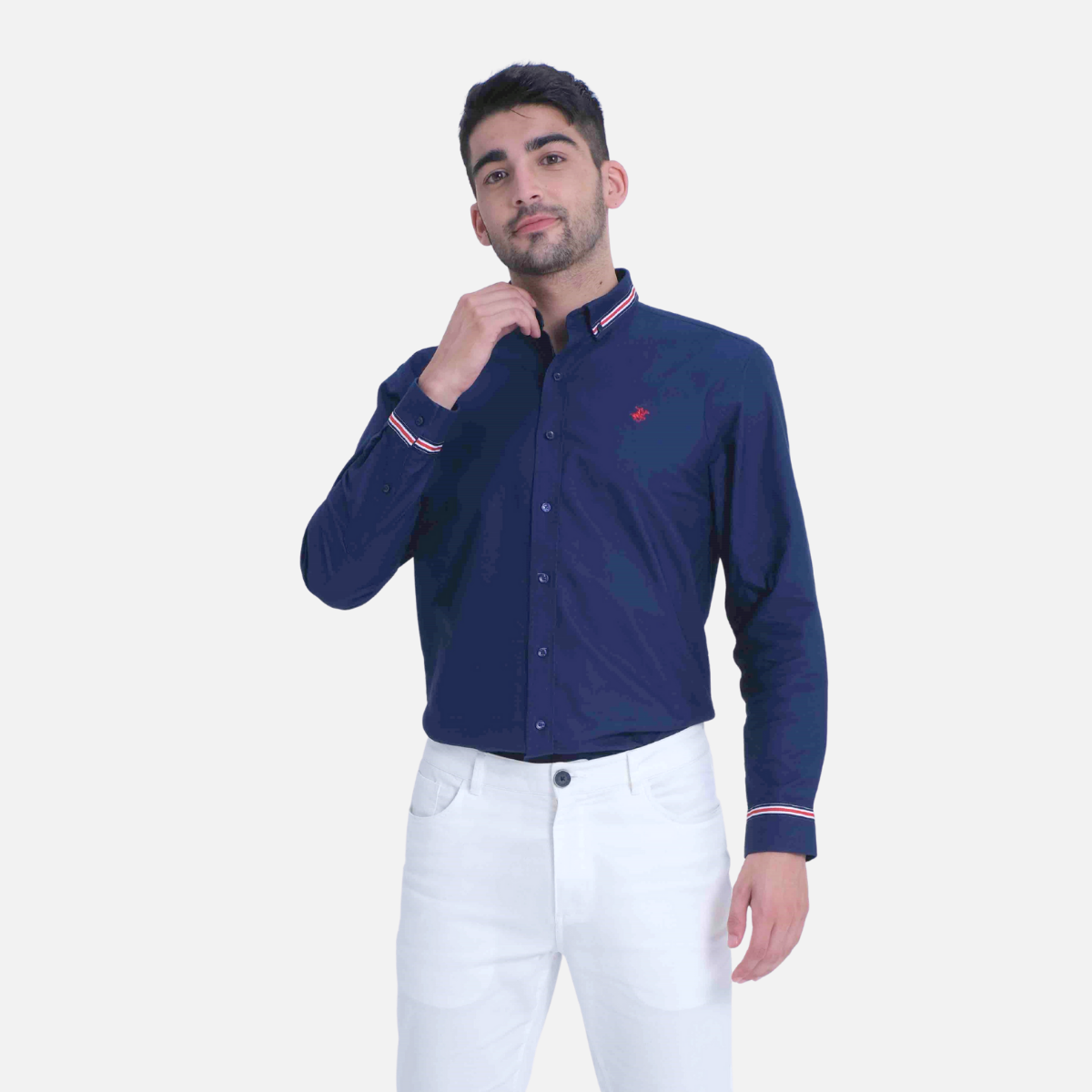 Beverly hills polo club - áo sơ mi dài tay nam regular fit navy nv- bhpc cmrss22tl010