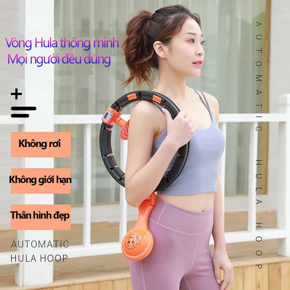 Vòng Lắc Eo Giảm Mỡ Bụng Nhanh Và Hiệu Qủa Hula hoop, Vòng Lắc Thu Gọn Hoặc Mở Rộng Theo Vòng Bụng, Qủa Lắc 1,5kg. Có Đồng Hồ Đếm Thông Minh
