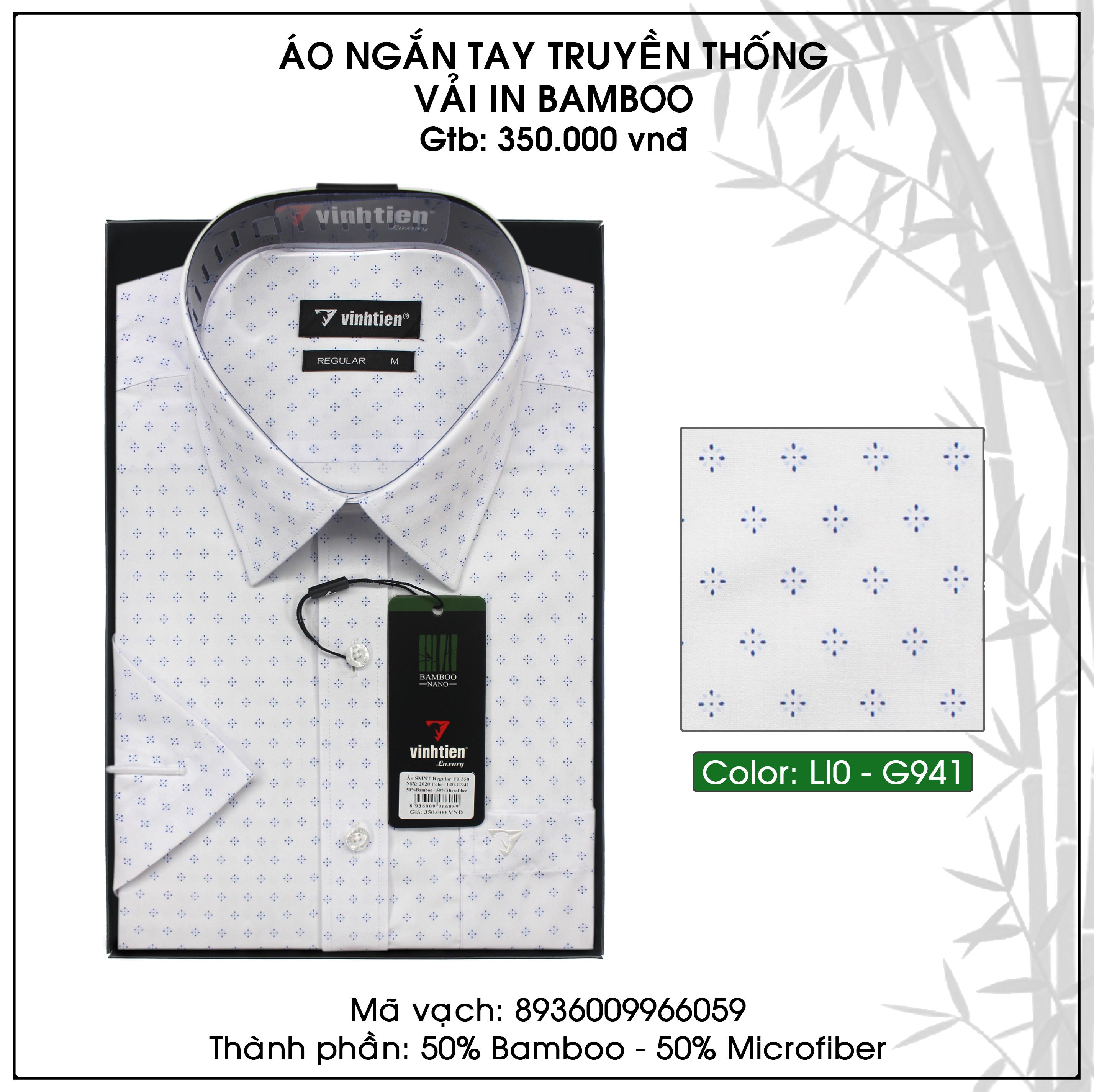 Áo Sơ Mi Cộc Tay Bamboo Dáng Regular Vĩnh Tiến G941