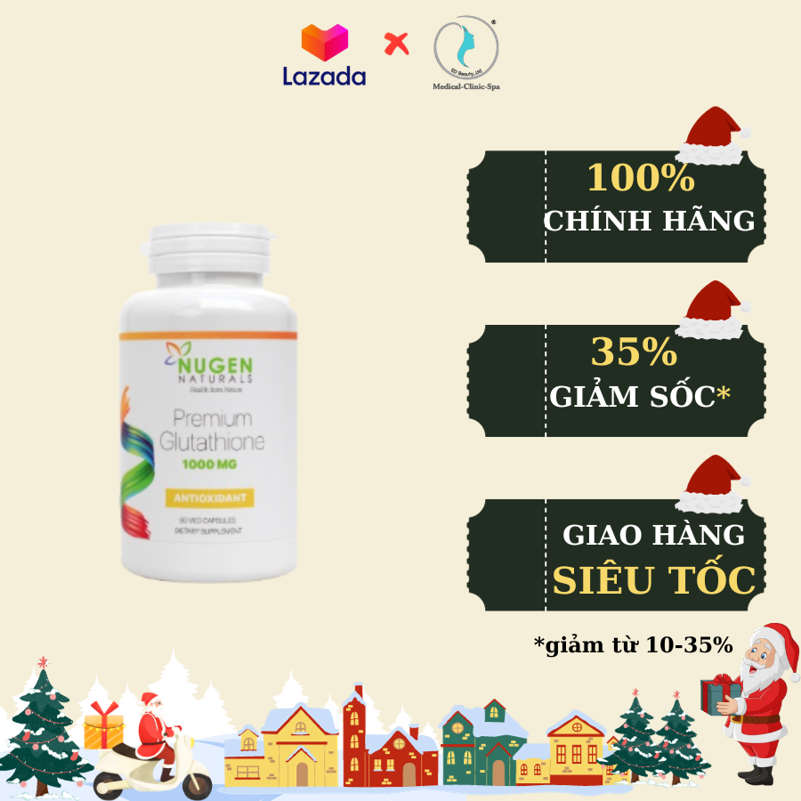 Viên uống trắng da Nugen Naturals Premium Glutathione 1000 mg