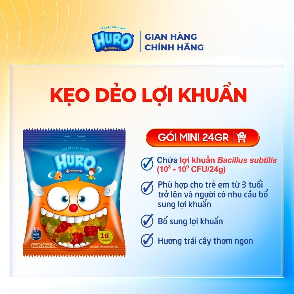  Kẹo Dẻo Lợi Khuẩn HURO PROBIOTICS Mini túi 24g 