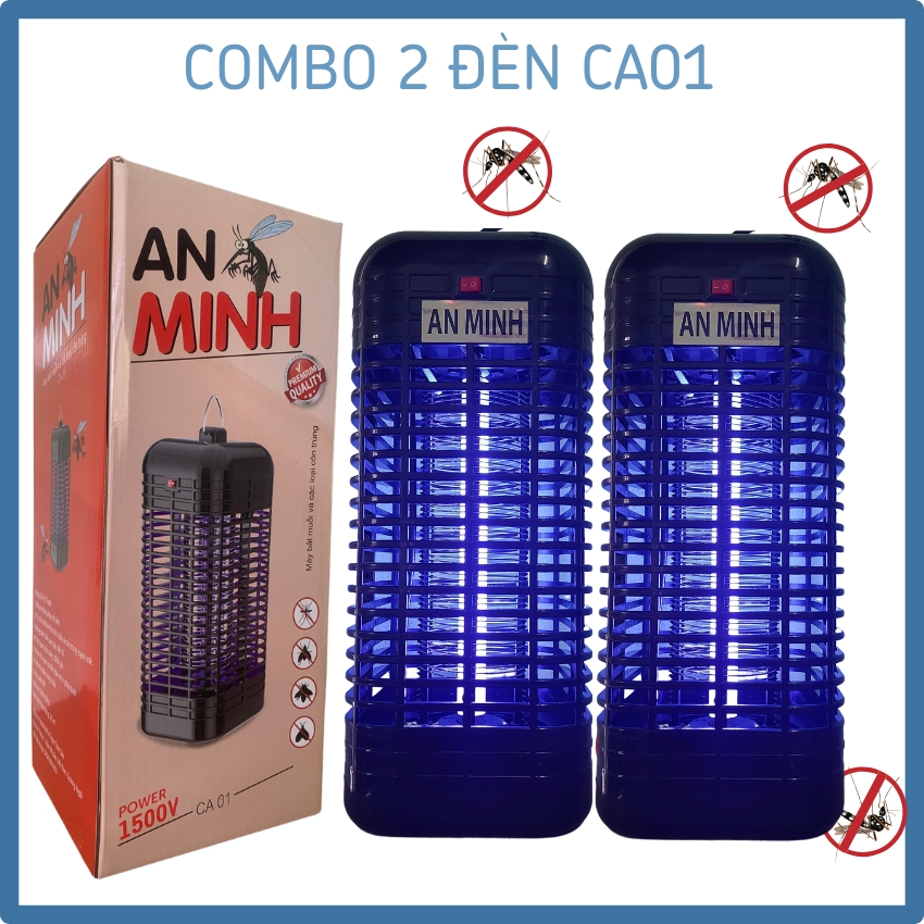[Có quà tặng] Combo 2 đèn bắt muỗi thông minh, đèn diệt muỗi và côn trùng An Minh CA01  bảo hành 6 tháng, thu hút muỗi bằng ánh sáng, có công tắc bật/tắt