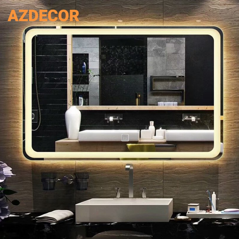 Gương nhà tắm, gương soi led phun cát mặt KT50x70cm