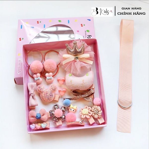 Sét phụ kiện buộc tóc bb kids 18 chi tiết cho bé