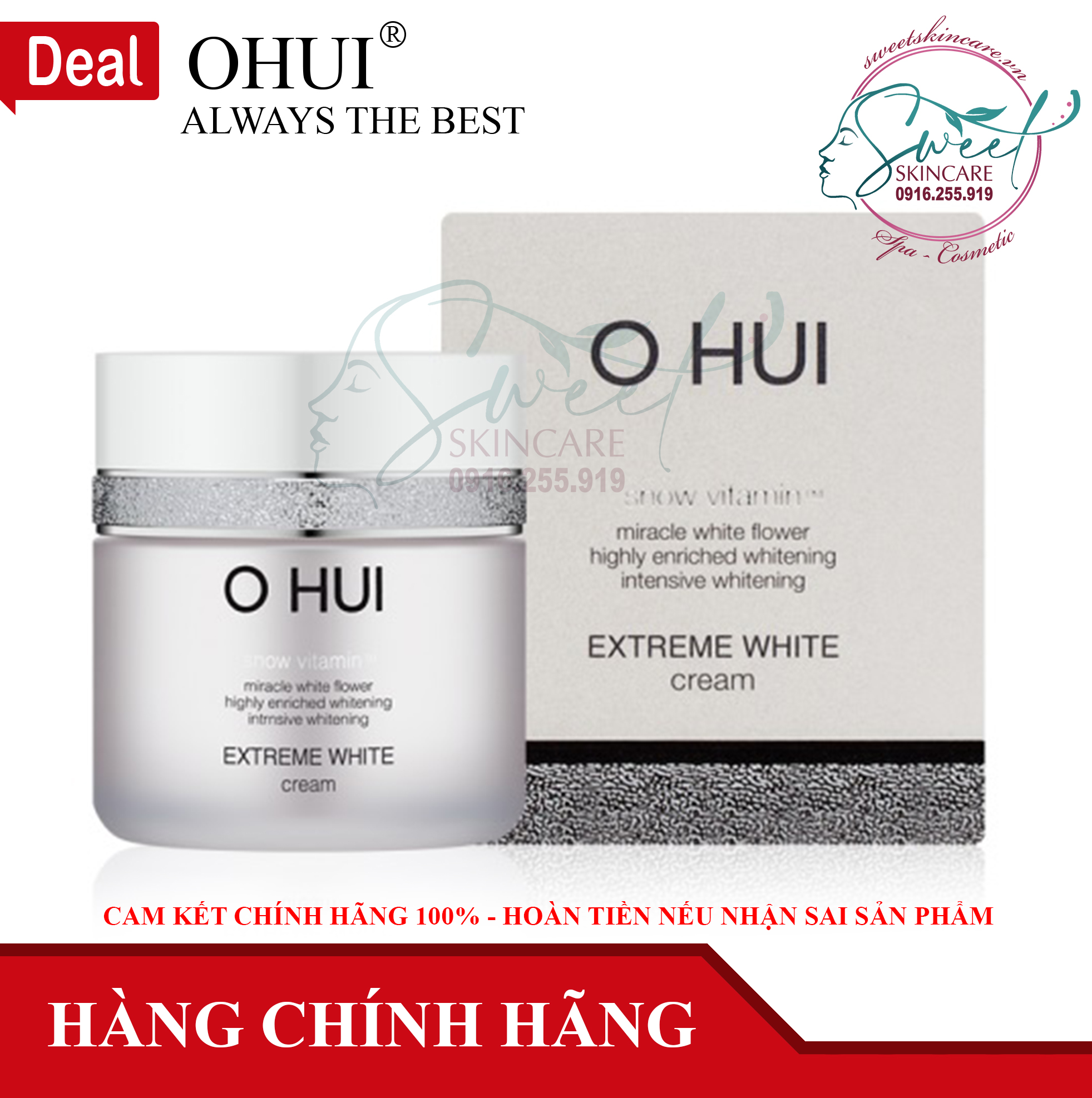 Kem Dưỡng Trắng Da Trang Điểm Da Rạng Ngời OHUI Extreme White 50ml - ohui white - ohui trắng - sweetskincare.vn