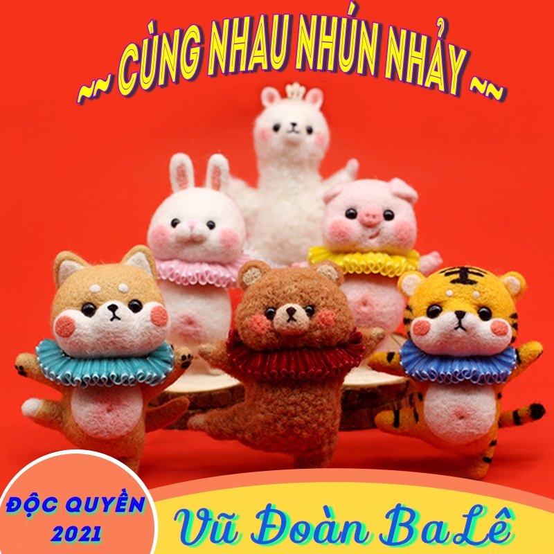 [MỚI 2021] Bộ len chọc các 9 bé VŨ ĐOÀN BA LÊ, có hướng dẫn bằng video cho người mới bắt đầu, needle felting
