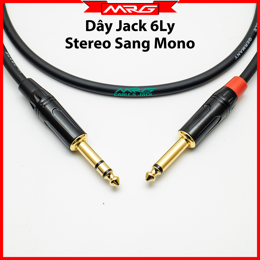 Dây 6 ly đầu stereo sang đầu mono, dài 0.5m-1m-2m-3m-5m-8m-10m | dây jack 6ly mono ra stereo. d6
