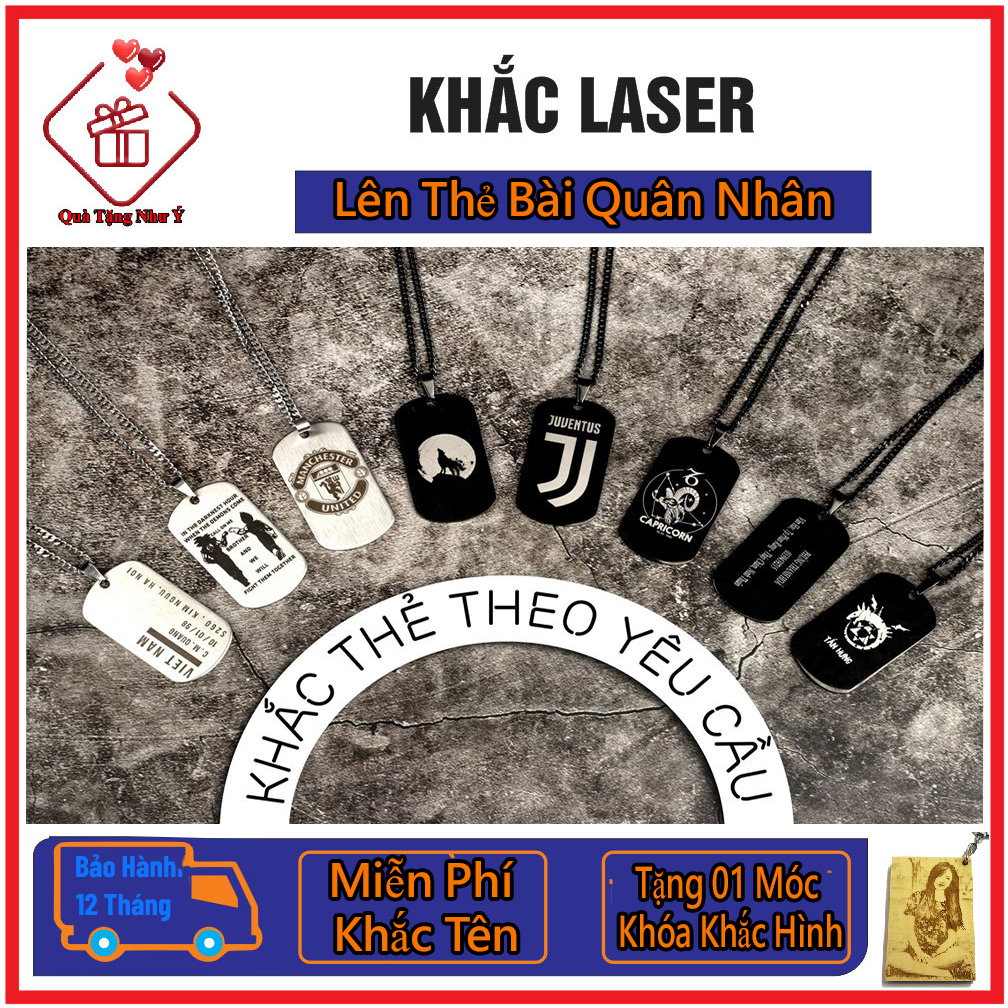 [HCM]Thẻ Bài DOGTAG Khắc Tên Hình
